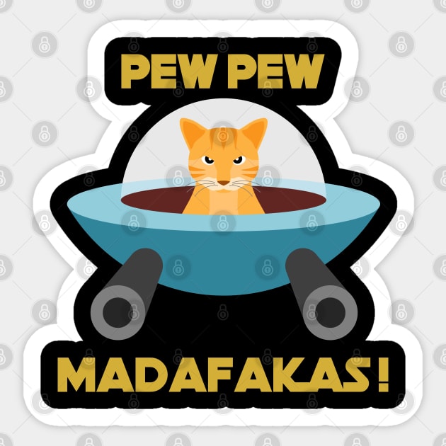 Pew Pew Madafakas Orange Cat Sticker by inotyler